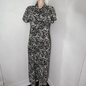 Christopher & Banks Black and White Floral Maxi Dress